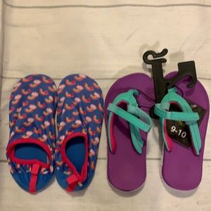 2 Piece Shoe Bundle Swim Shoe/Flip Flops Girl’s
